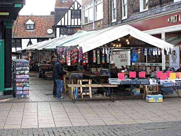 Looking into Newgate Market heading towards the Shambles.